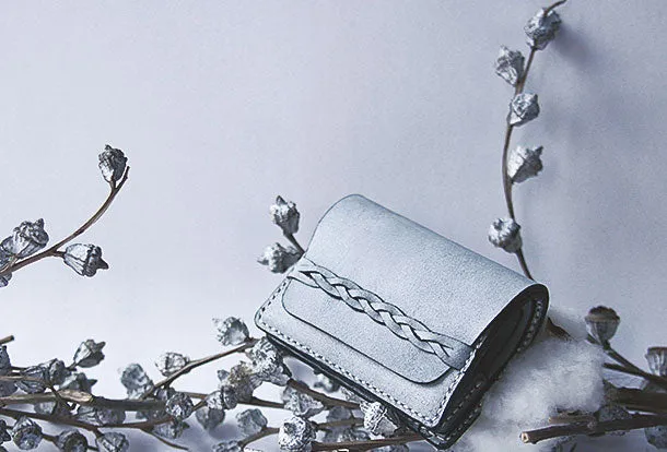 Handmade leather braided personalized custom clutch purse billfold wallet purse clutch women
