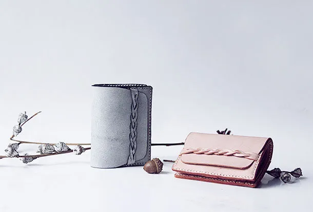 Handmade leather braided personalized custom clutch purse billfold wallet purse clutch women