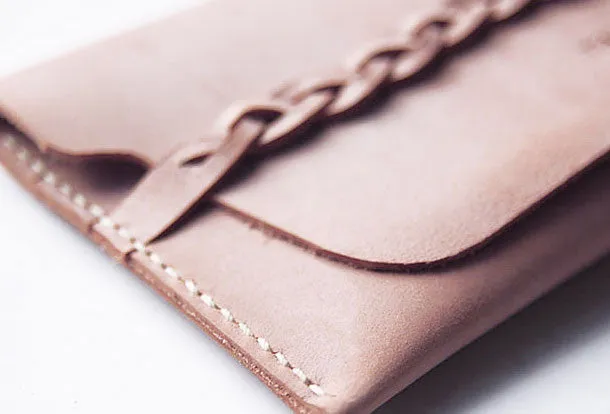 Handmade leather braided personalized custom clutch purse long wallet purse clutch women
