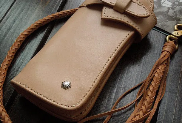 Handmade leather chain biker wallet bifold trucker wallets Chain Long wallets for men