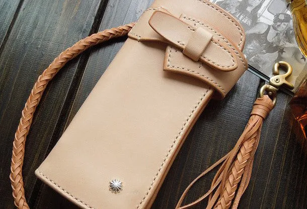 Handmade leather chain biker wallet bifold trucker wallets Chain Long wallets for men