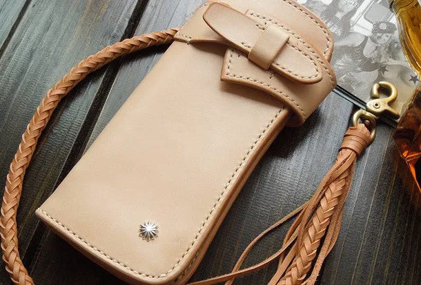 Handmade leather chain biker wallet bifold trucker wallets Chain Long wallets for men