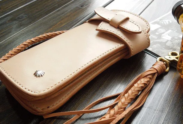 Handmade leather chain biker wallet bifold trucker wallets Chain Long wallets for men