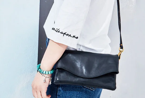 Handmade Leather Clutch Wristlet Purse Shoulder Bag for Women Leather Crossbody Bag