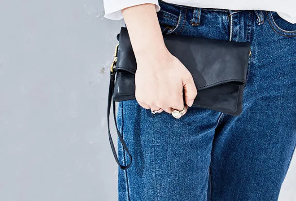 Handmade Leather Clutch Wristlet Purse Shoulder Bag for Women Leather Crossbody Bag