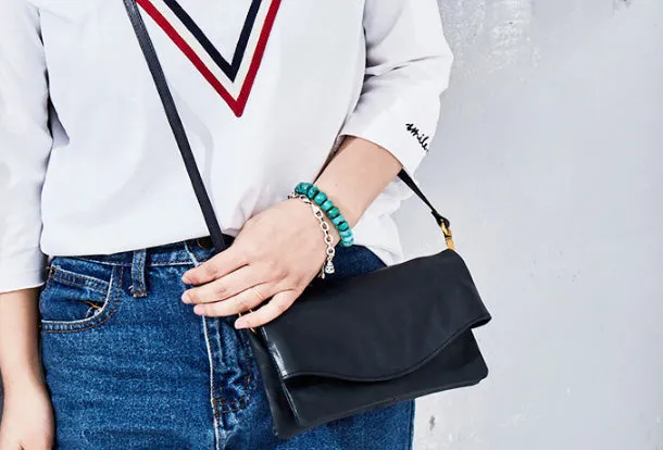 Handmade Leather Clutch Wristlet Purse Shoulder Bag for Women Leather Crossbody Bag