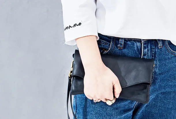 Handmade Leather Clutch Wristlet Purse Shoulder Bag for Women Leather Crossbody Bag