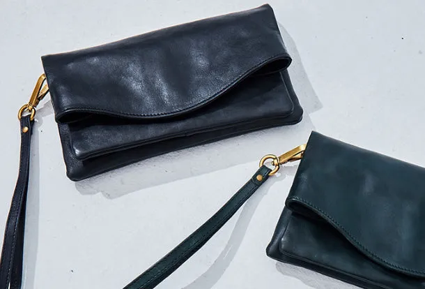 Handmade Leather Clutch Wristlet Purse Shoulder Bag for Women Leather Crossbody Bag