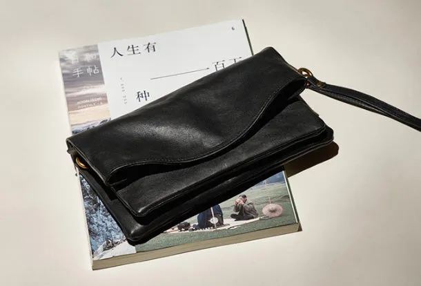 Handmade Leather Clutch Wristlet Purse Shoulder Bag for Women Leather Crossbody Bag