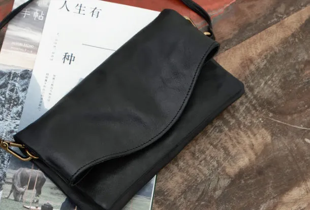 Handmade Leather Clutch Wristlet Purse Shoulder Bag for Women Leather Crossbody Bag