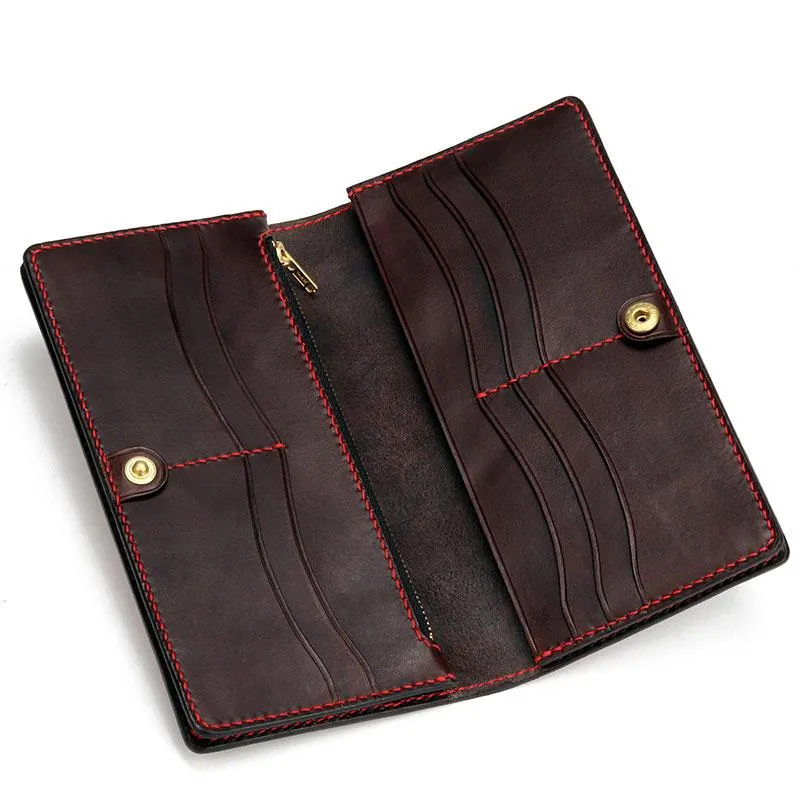Handmade Leather Fine Horse Mens Chain Biker Wallet Cool Leather Wallet With Chain Wallets for Men