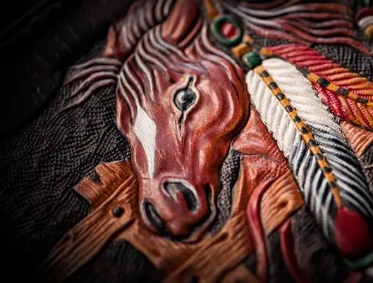 Handmade Leather Fine Horse Tooled Mens billfold Wallet Cool Leather Wallet Slim Wallet for Men