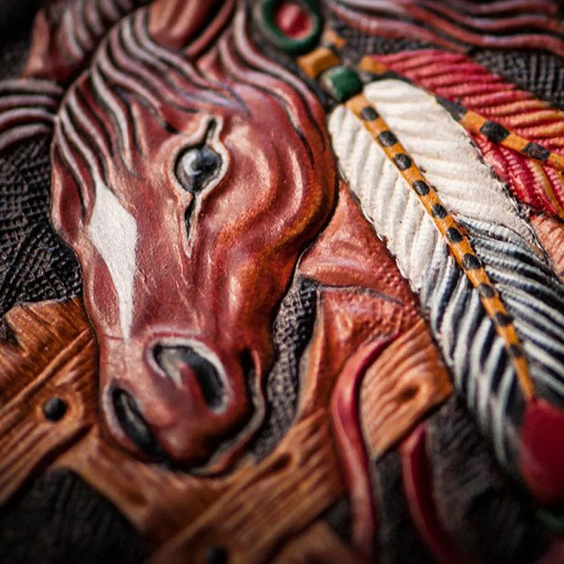 Handmade Leather Fine Horse Tooled Mens billfold Wallet Cool Leather Wallet Slim Wallet for Men