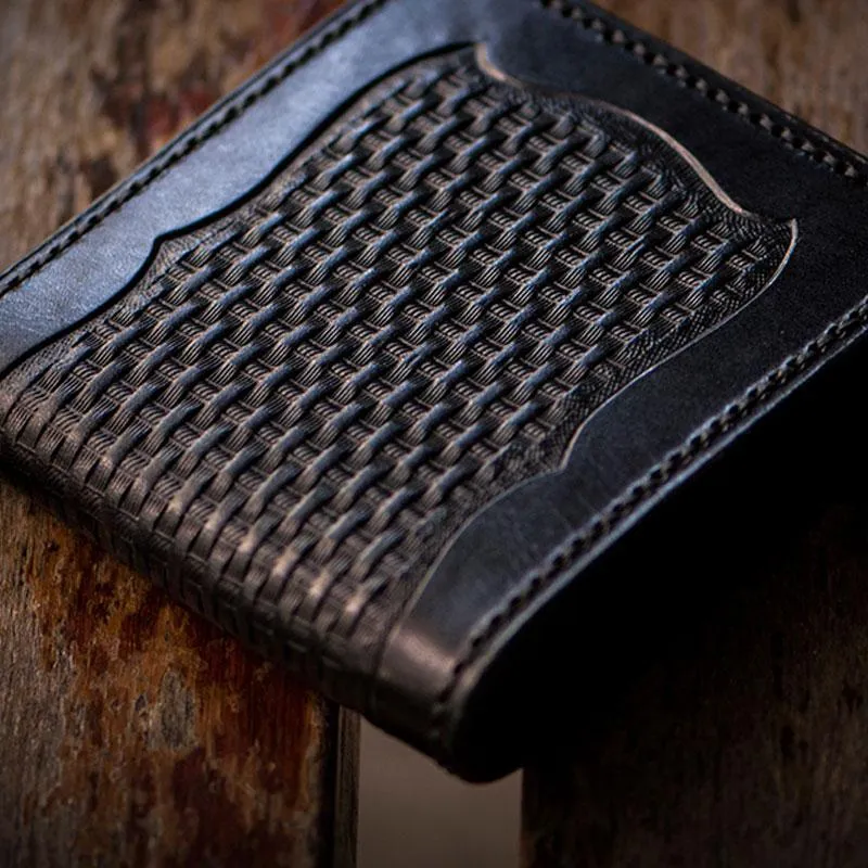 Handmade Leather Fine Horse Tooled Mens billfold Wallet Cool Leather Wallet Slim Wallet for Men