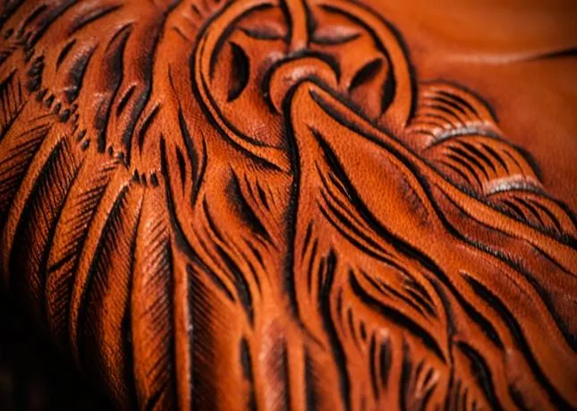Handmade Leather Indian Chief Tooled Mens billfold Wallet Cool Leather Wallet Slim Wallet for Men