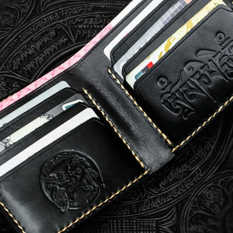Handmade Leather Mahkla Tooled Mens billfold Wallet Cool Leather Wallet Slim Wallet for Men
