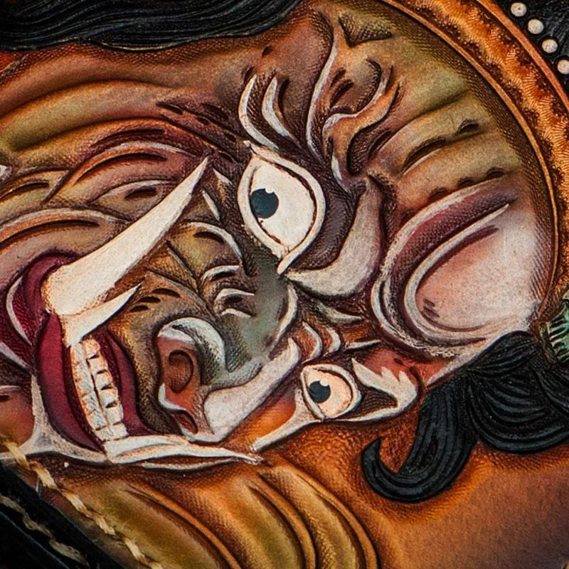 Handmade Leather Mahkla Tooled Mens billfold Wallet Cool Leather Wallet Slim Wallet for Men