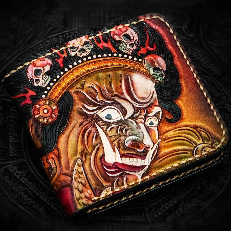 Handmade Leather Mahkla Tooled Mens billfold Wallet Cool Leather Wallet Slim Wallet for Men
