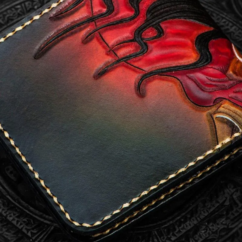Handmade Leather Mahkla Tooled Mens billfold Wallet Cool Leather Wallet Slim Wallet for Men