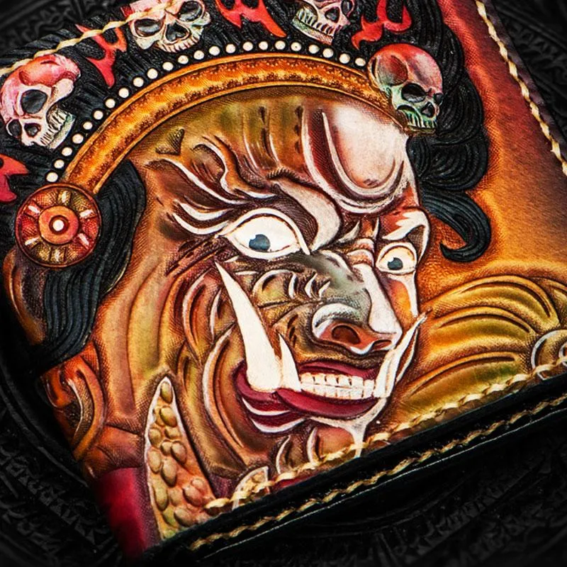 Handmade Leather Mah¨¡k¨¡la Tooled Mens billfold Wallet Cool Leather Wallet Slim Wallet for Men