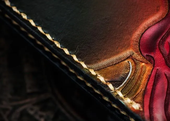 Handmade Leather Mahkla Tooled Mens billfold Wallet Cool Leather Wallet Slim Wallet for Men