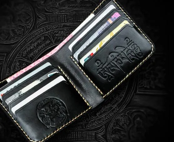 Handmade Leather Mahkla Tooled Mens billfold Wallet Cool Leather Wallet Slim Wallet for Men