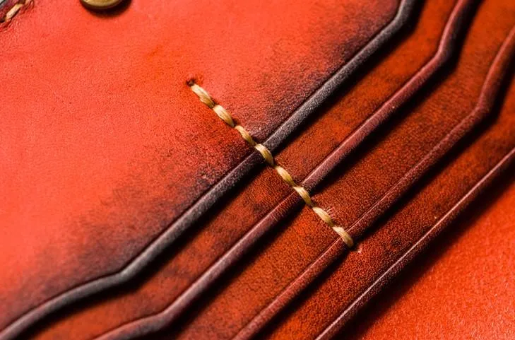 Handmade Leather Men Cool Leather Wallets Long Bifold Wallets for Men