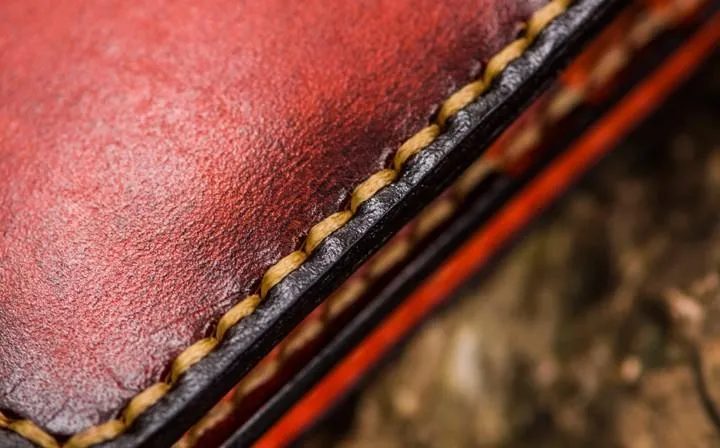 Handmade Leather Men Cool Leather Wallets Long Bifold Wallets for Men
