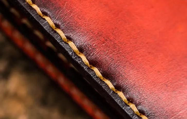 Handmade Leather Men Cool Leather Wallets Long Bifold Wallets for Men