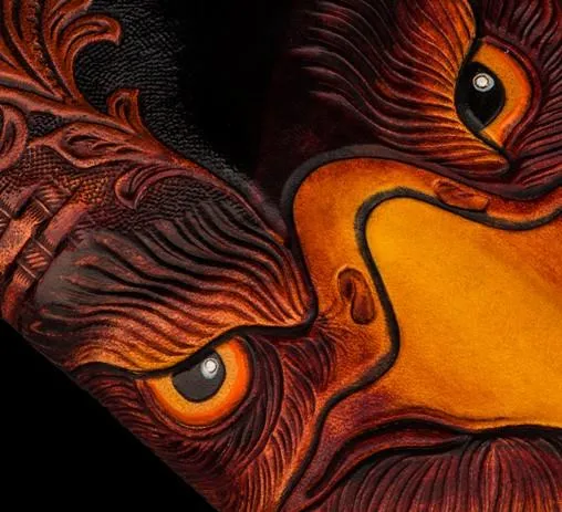 Handmade Leather Men Tooled Eagle Cool Leather Wallets Long Clutch Wallets for Men