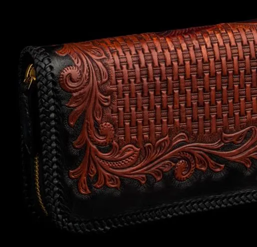Handmade Leather Men Tooled Eagle Cool Leather Wallets Long Clutch Wallets for Men