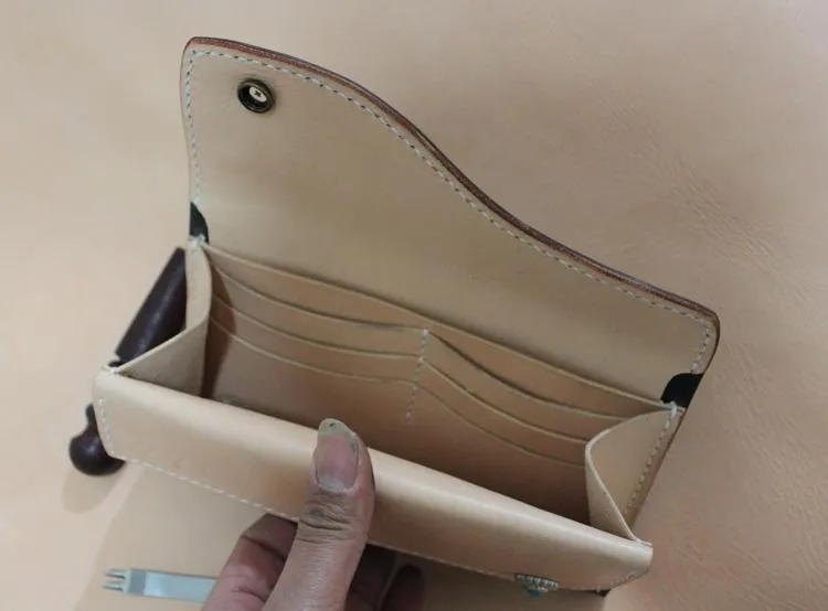 Handmade Leather Mens Clutch Long Wallet Cool Vintage Long Wallet for Women