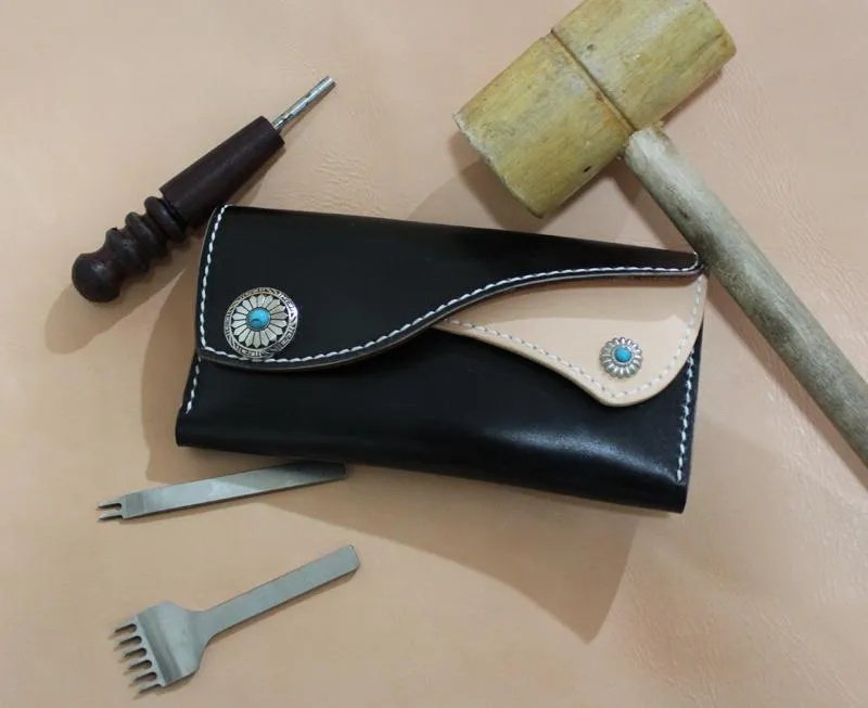 Handmade Leather Mens Clutch Long Wallet Cool Vintage Long Wallet for Women