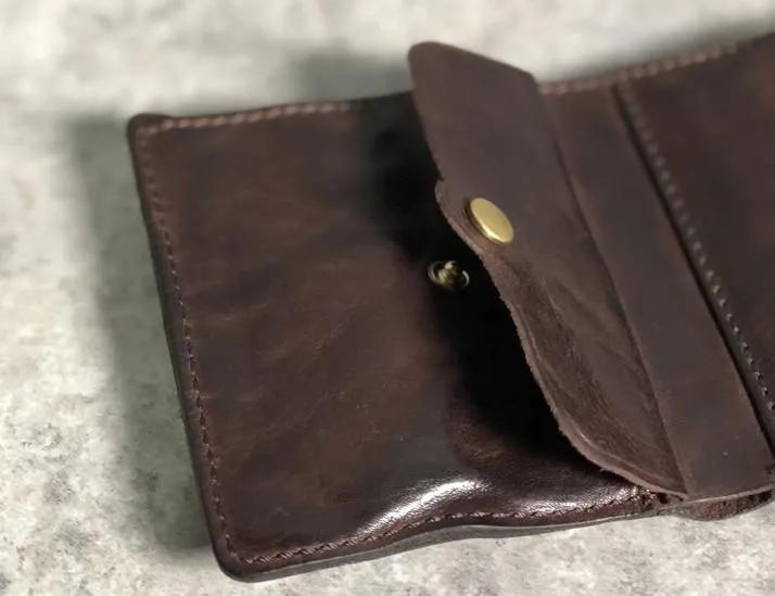 Handmade Leather Mens Cool billfold Leather Wallet Men Small Wallets Trifold for Men