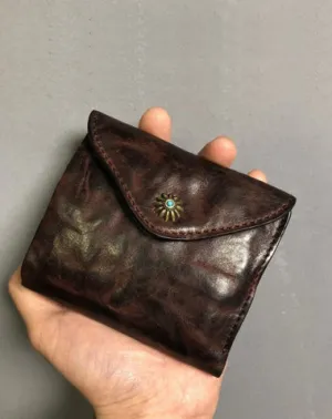 Handmade Leather Mens Cool billfold Leather Wallet Men Small Wallets Trifold for Men