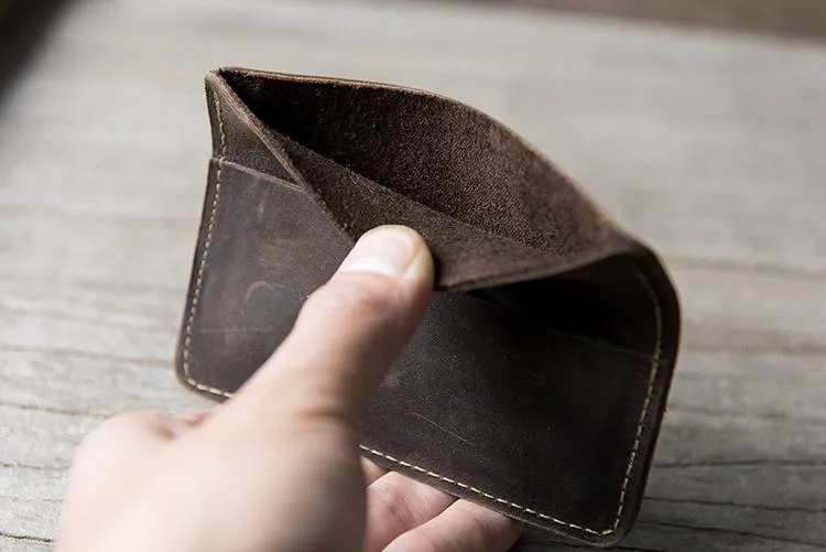 Handmade Leather Mens Cool billfold Wallet Card Holder Small Card Slim Wallets for Men