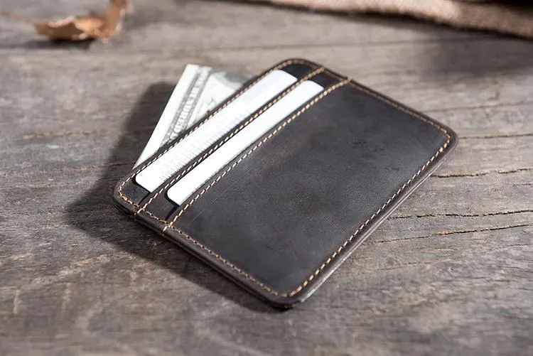 Handmade Leather Mens Cool billfold Wallet Card Holder Small Card Slim Wallets for Men
