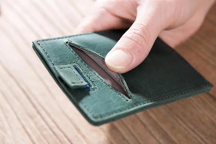 Handmade Leather Mens Cool billfold Wallet Card Holder Small Card Slim Wallets for Men