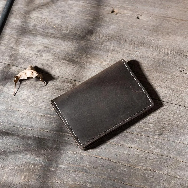 Handmade Leather Mens Cool billfold Wallet Card Holder Small Card Slim Wallets for Men