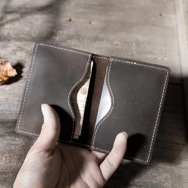 Handmade Leather Mens Cool billfold Wallet Card Holder Small Card Slim Wallets for Men