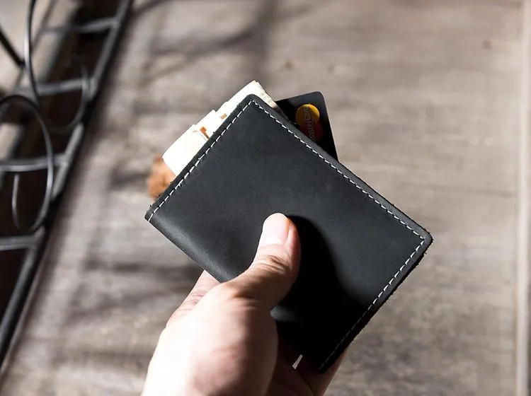 Handmade Leather Mens Cool billfold Wallet Card Holder Small Card Slim Wallets for Men