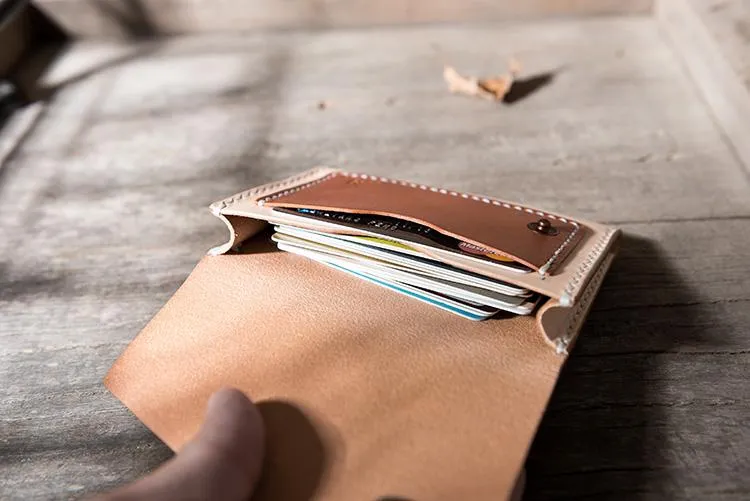 Handmade Leather Mens Cool billfold Wallet Card Holder Small Card Slim Wallets for Men