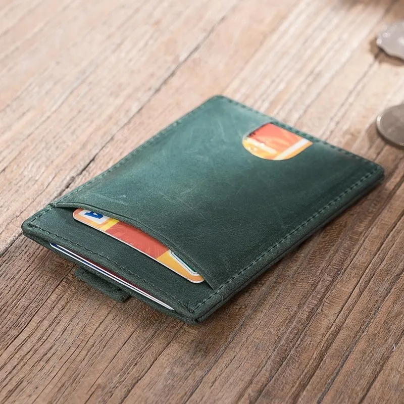 Handmade Leather Mens Cool billfold Wallet Card Holder Small Card Slim Wallets for Men