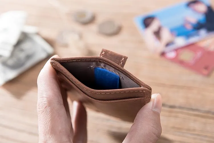 Handmade Leather Mens Cool billfold Wallet Card Holder Small Card Slim Wallets for Men