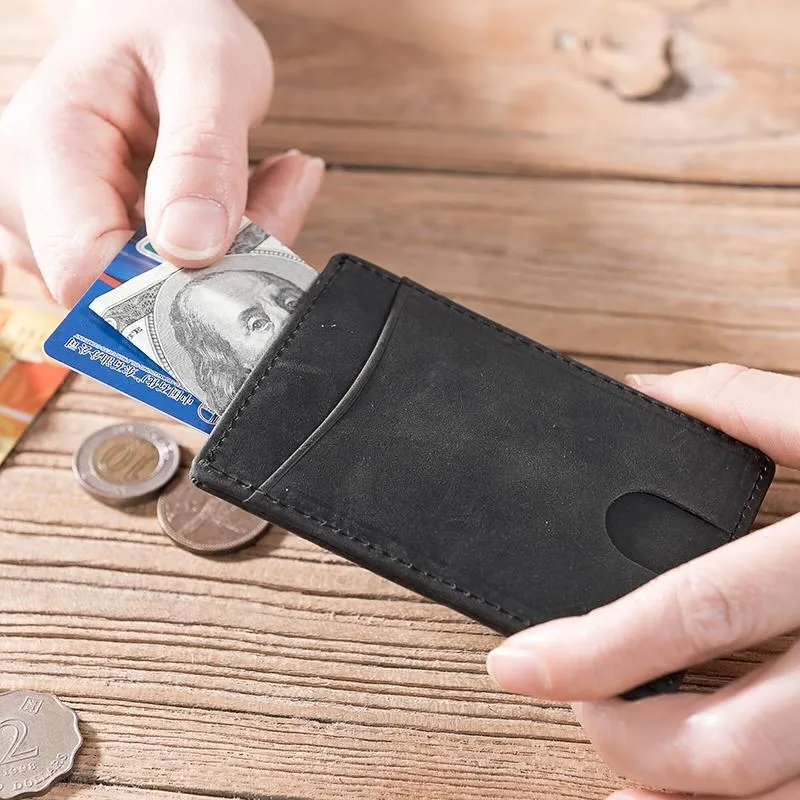 Handmade Leather Mens Cool billfold Wallet Card Holder Small Card Slim Wallets for Men