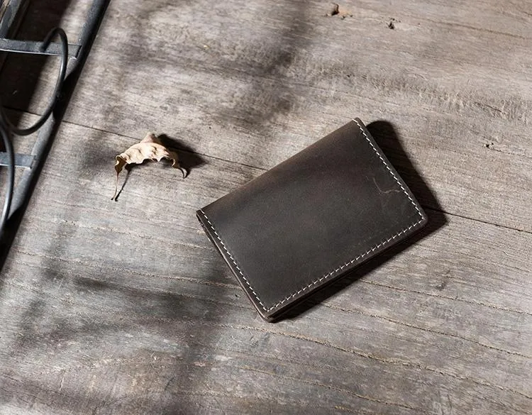 Handmade Leather Mens Cool billfold Wallet Card Holder Small Card Slim Wallets for Men