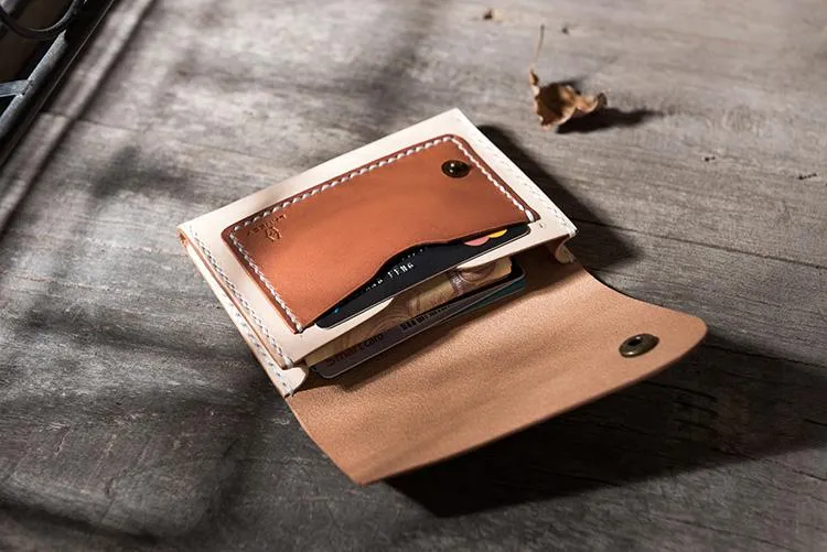 Handmade Leather Mens Cool billfold Wallet Card Holder Small Card Slim Wallets for Men