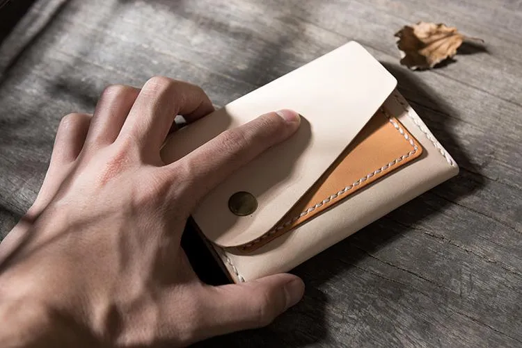Handmade Leather Mens Cool billfold Wallet Card Holder Small Card Slim Wallets for Men