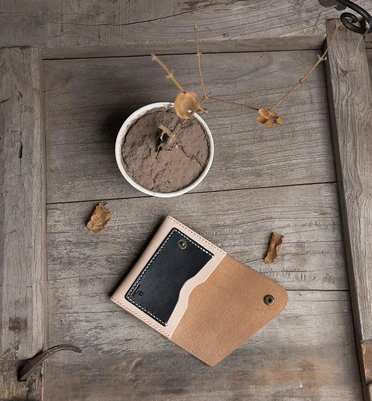 Handmade Leather Mens Cool billfold Wallet Card Holder Small Card Slim Wallets for Men