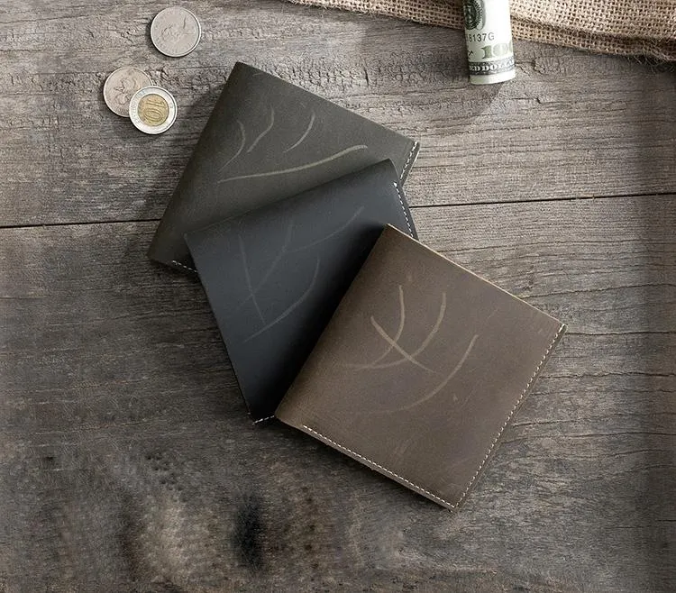 Handmade Leather Mens Cool billfold Wallet Card Holder Small Card Slim Wallets for Men